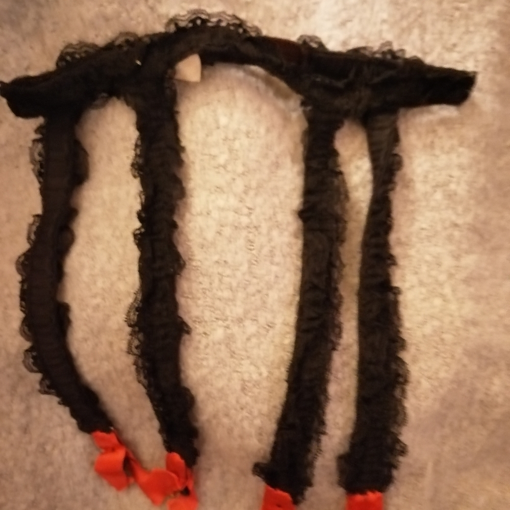 Garter Belt. Vintage 1960's. Black Lace RED Trim